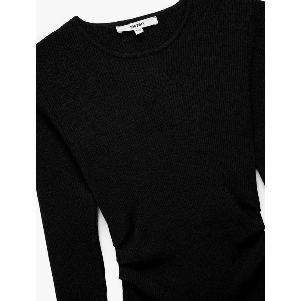 Kadın Giyim Uzun Kollu Yuvarlak Yaka Basic Triko Kazak - KOTON - 6WAK90371HT - SİYAH - L