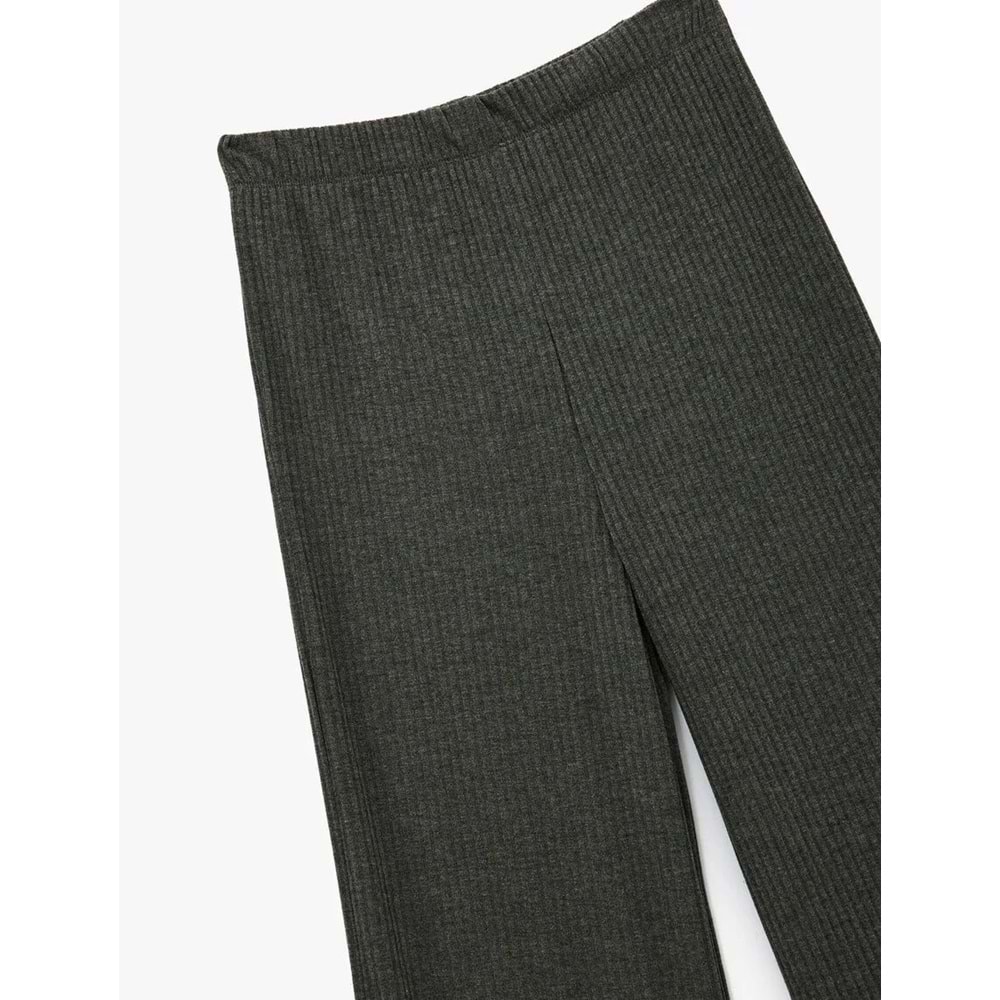 Kadın Giyim Viskon Karışımlı Yüksek Bel İspanyol Paça Tayt Pantolon - KOTON - 6WAL40013IK - ANTRASİT - L