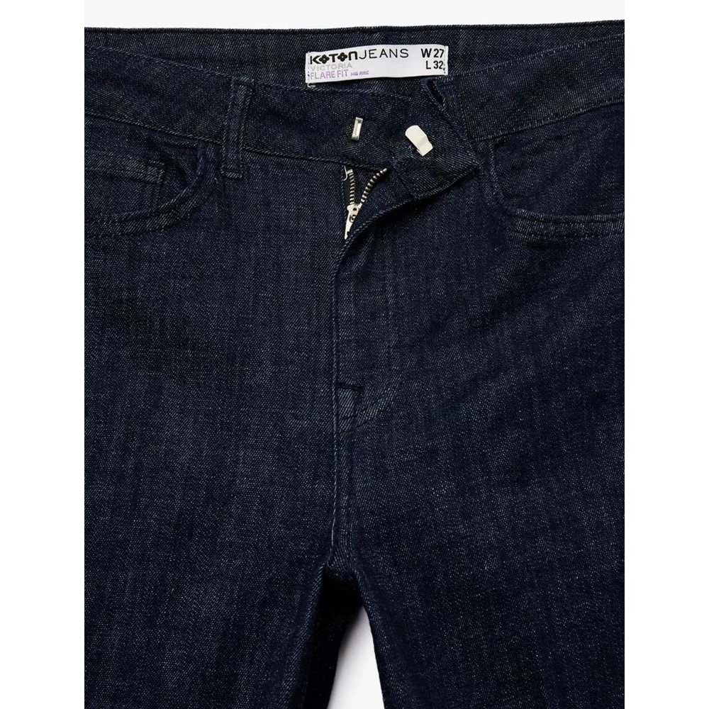 Kadın Giyim Normal Bel Dar Kalıp Cepli İspanyol Paça Jean Pantolon - Flare Jeans - KOTON - 6WAL40085MD - KOYU İNDİGO - 30/32