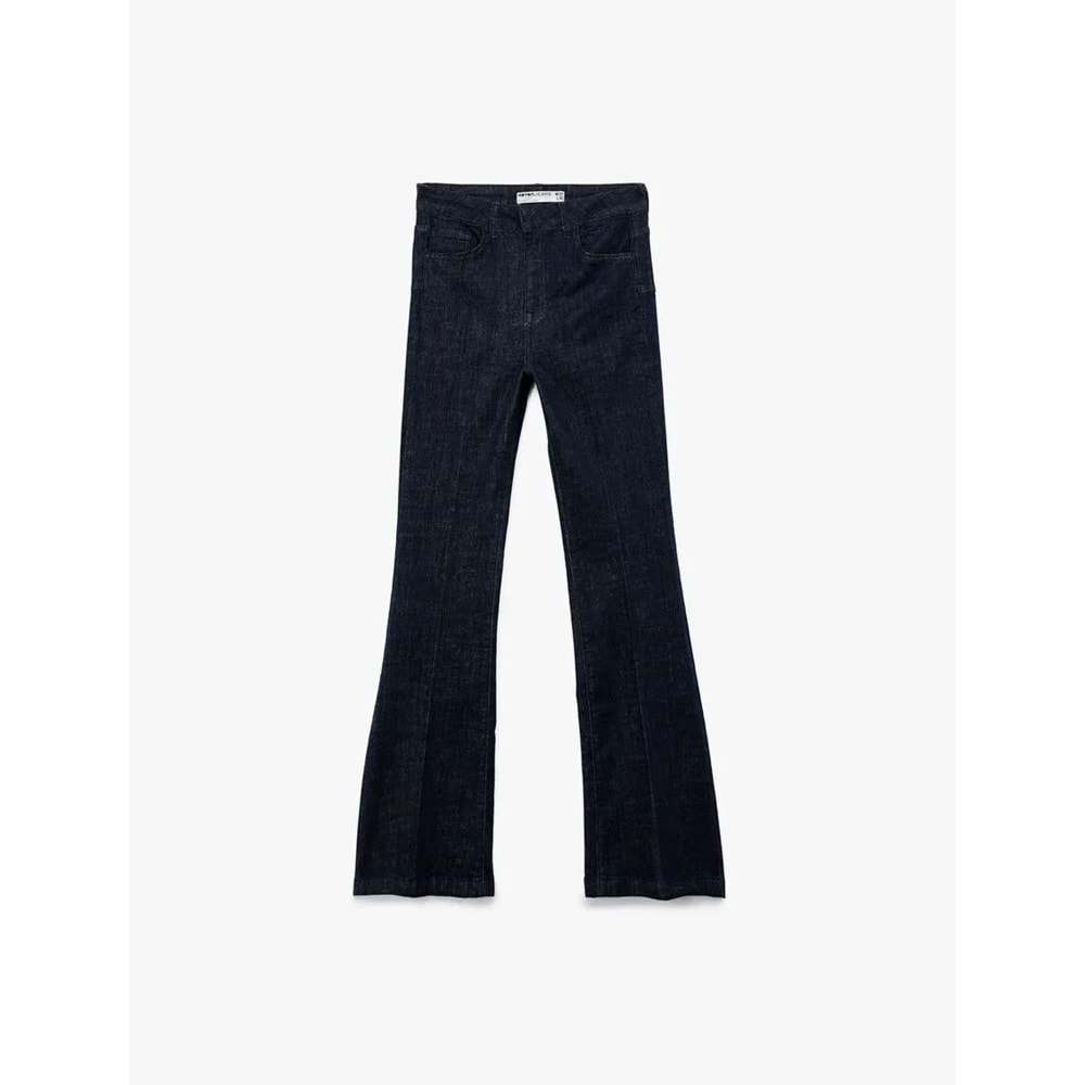 Kadın Giyim Normal Bel Dar Kalıp Cepli İspanyol Paça Jean Pantolon - Flare Jeans - KOTON - 6WAL40085MD - KOYU İNDİGO - 30/32