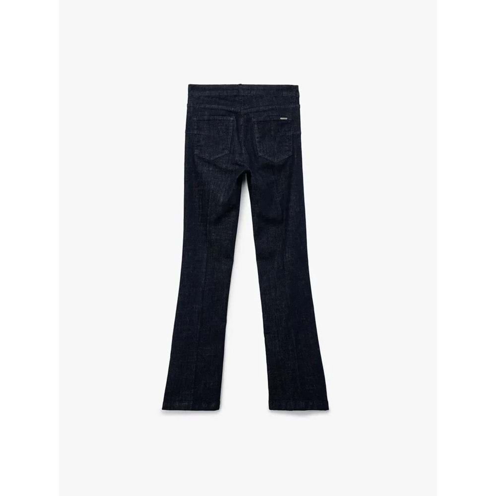 Kadın Giyim Normal Bel Dar Kalıp Cepli İspanyol Paça Jean Pantolon - Flare Jeans - KOTON - 6WAL40085MD - KOYU İNDİGO - 30/32