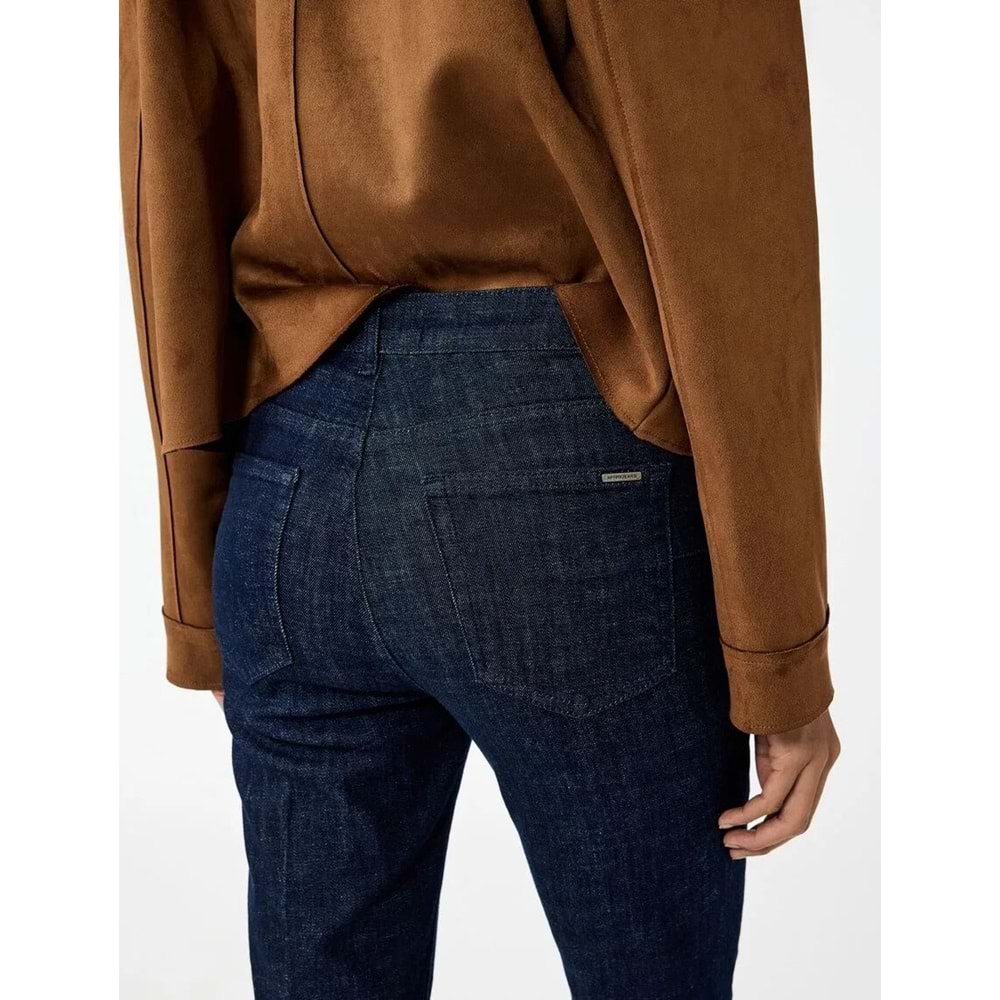 Kadın Giyim Normal Bel Dar Kalıp Cepli İspanyol Paça Jean Pantolon - Flare Jeans - KOTON - 6WAL40085MD - KOYU İNDİGO - 30/32