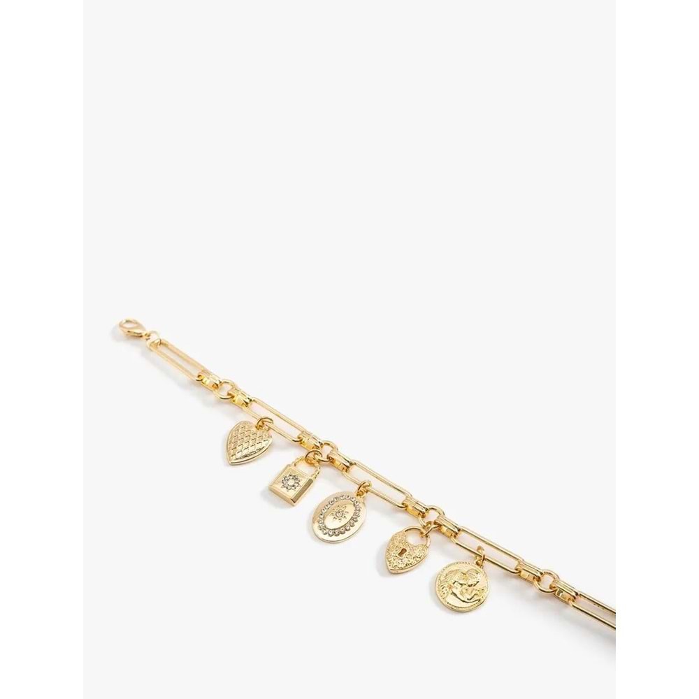 Kadın Aksesuar Kalp Detaylı Sallantılı Zincir Bileklik