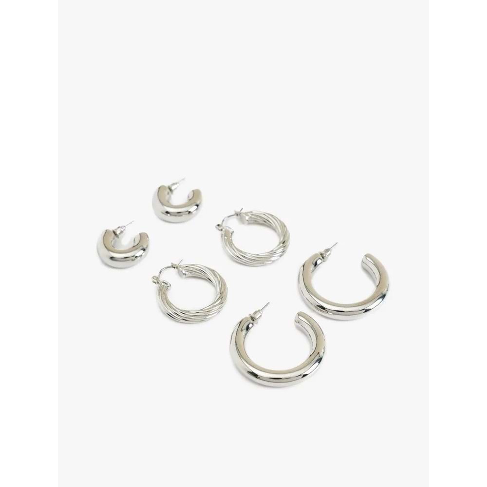 Kadın Aksesuar 3'lü Halka Küpe Seti - KOTON - 6WAK70184AA - GÜMÜŞ - T