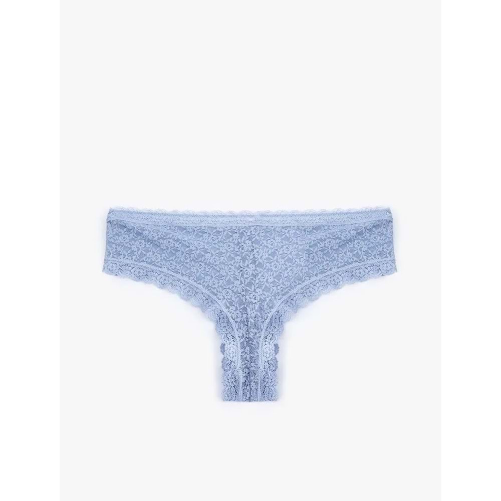 Kadın İç Giyim Dantelli Brazilian Külot - KOTON - 6WLK30119MK - MAVİ - M