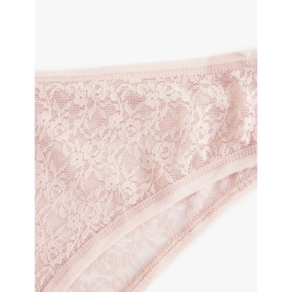Kadın İç Giyim Rahat Kalıp Dantelli Brazilian Külot - KOTON - 6WLK30040MK - PEMBE - S