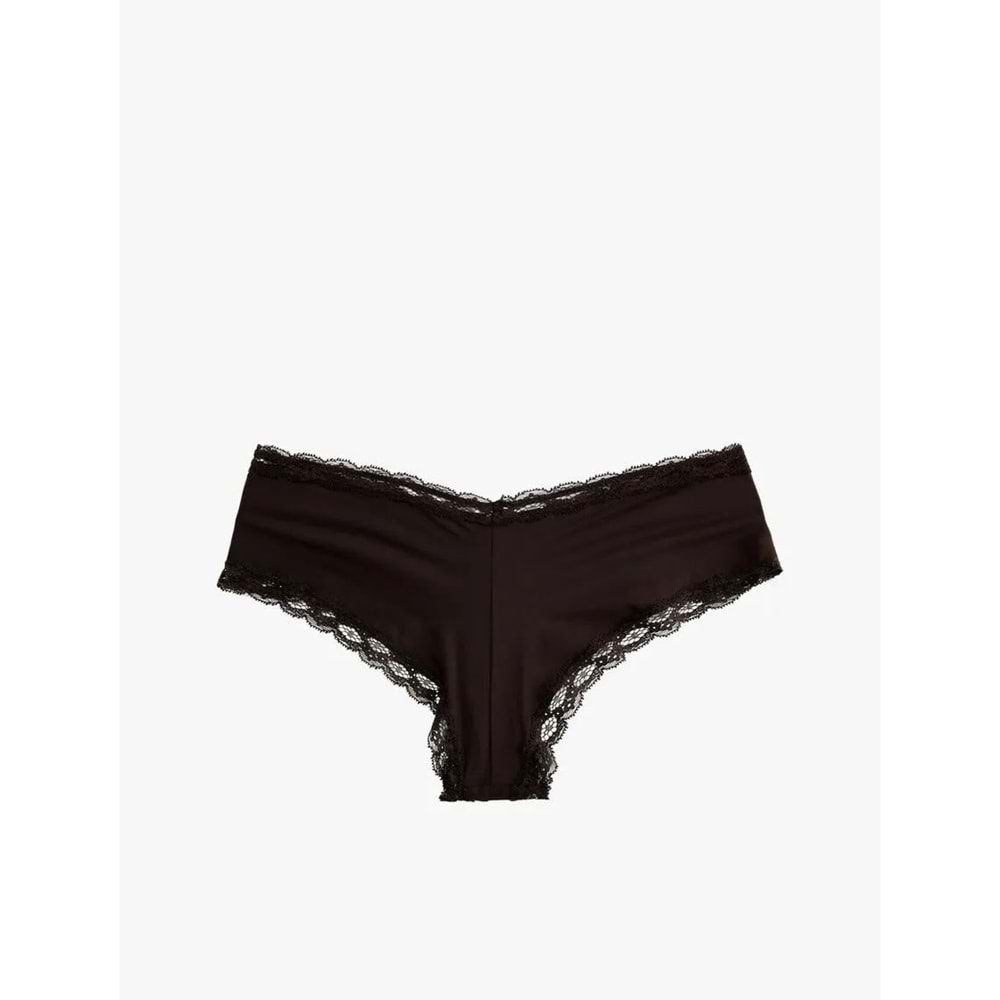 Kadın İç Giyim Yüksek Bel Dantelli Hipster Külot - KOTON - 6WLK30004MK - KAHVERENGİ - L