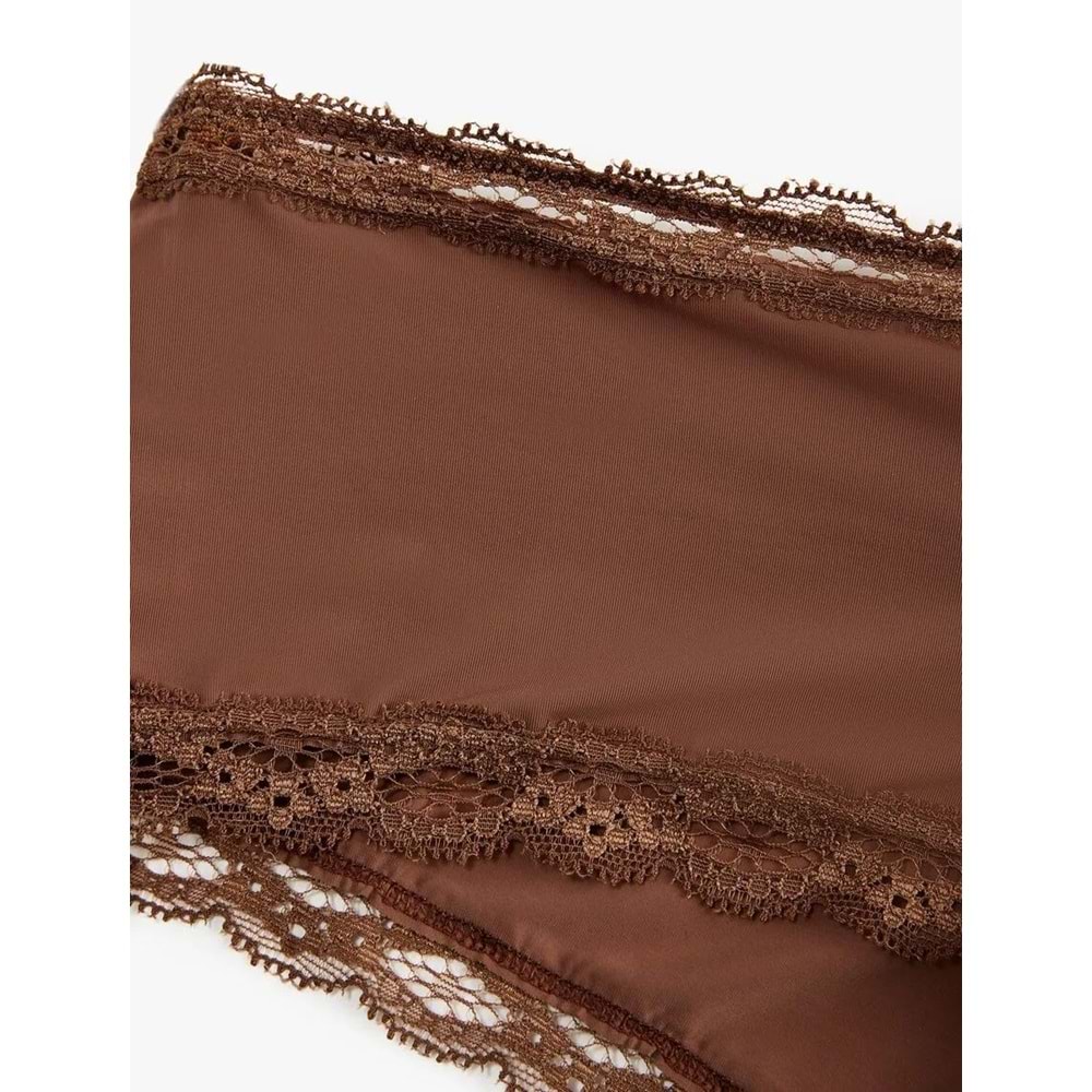 Kadın İç Giyim Yüksek Bel Dantelli Hipster Külot - KOTON - 6WLK30004MK - ROSE - S