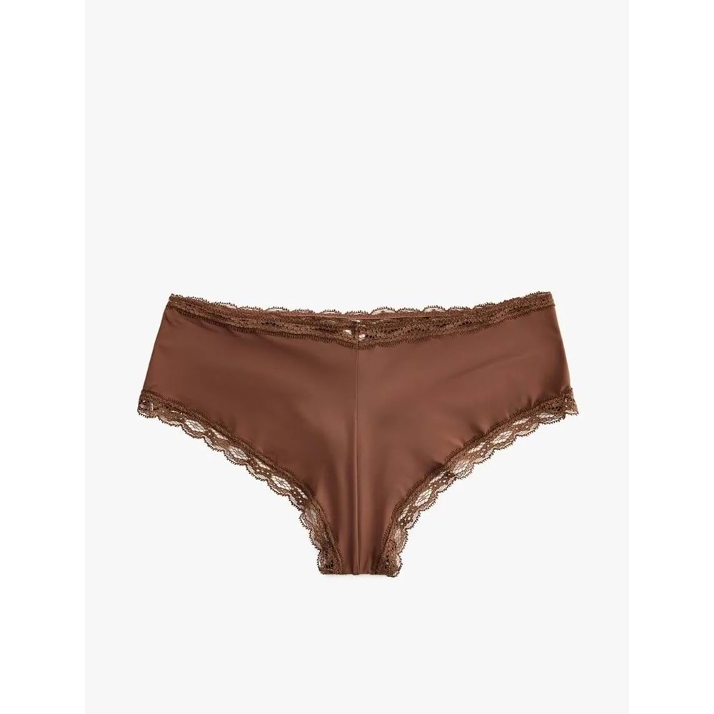 Kadın İç Giyim Yüksek Bel Dantelli Hipster Külot - KOTON - 6WLK30004MK - ROSE - XL