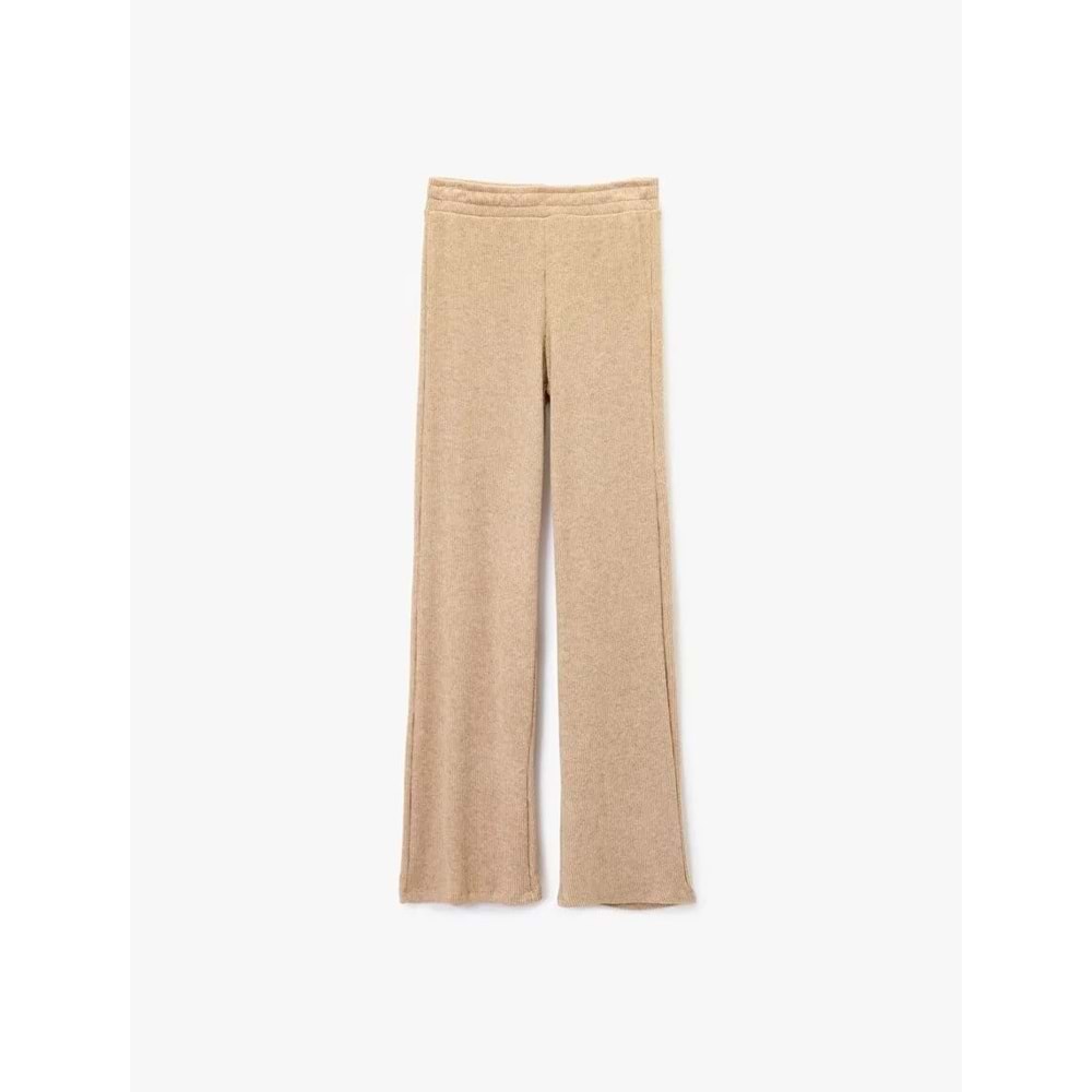 Kadın Giyim Slim Fit Uzun Kollu Yuvarlak Kayık Yaka Simli Tişört - KOTON - 6WAK40006EK - BEJ - M