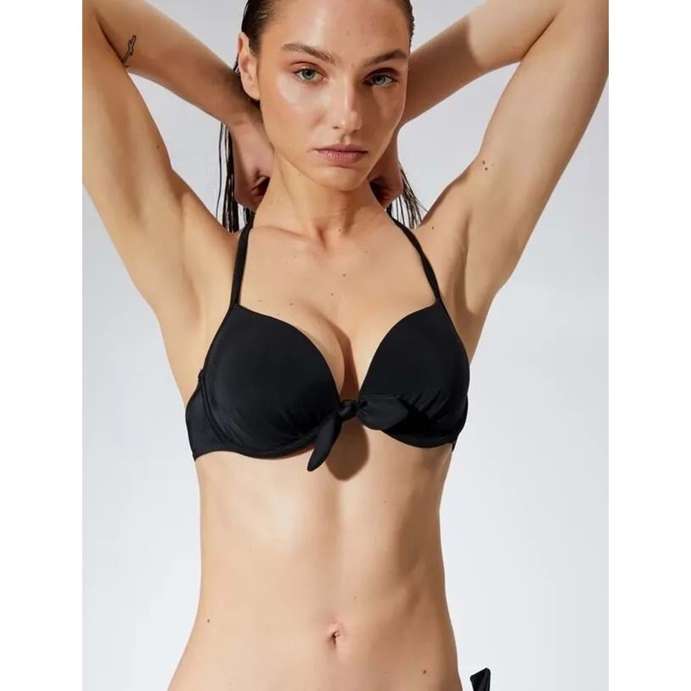 Kadın Giyim Push Up Bikini Üstü Boyundan Bağlamalı Balenli 3SAK10005BM Siyah