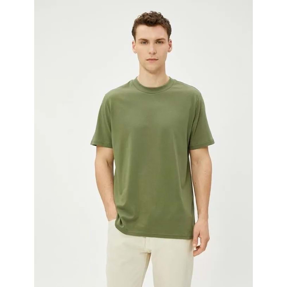 Basic Tişört Bisiklet Yaka Kısa Kollu - KOTON - 3SAM10183HK - HAKİ - XXL