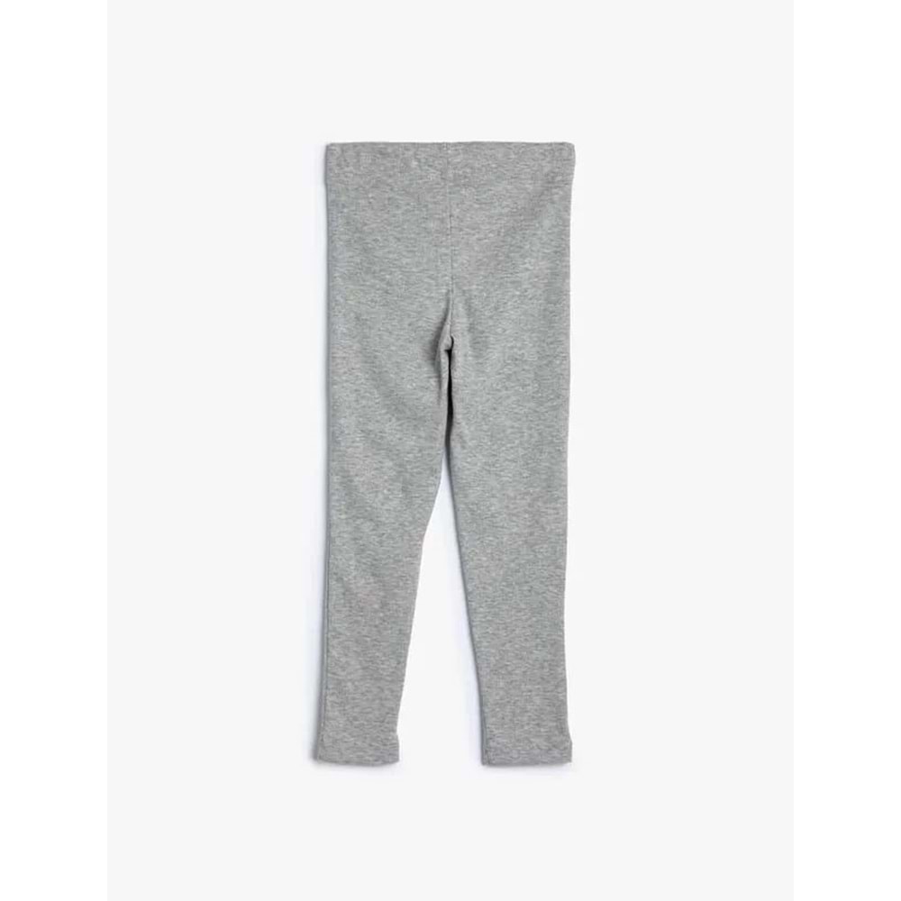 Kız Çocuk Basic Tayt Fitilli Beli Lastikli Pamuk Karışımlı - KOTON - 4WKG40078AK - GRİ - 7-8 YAŞ