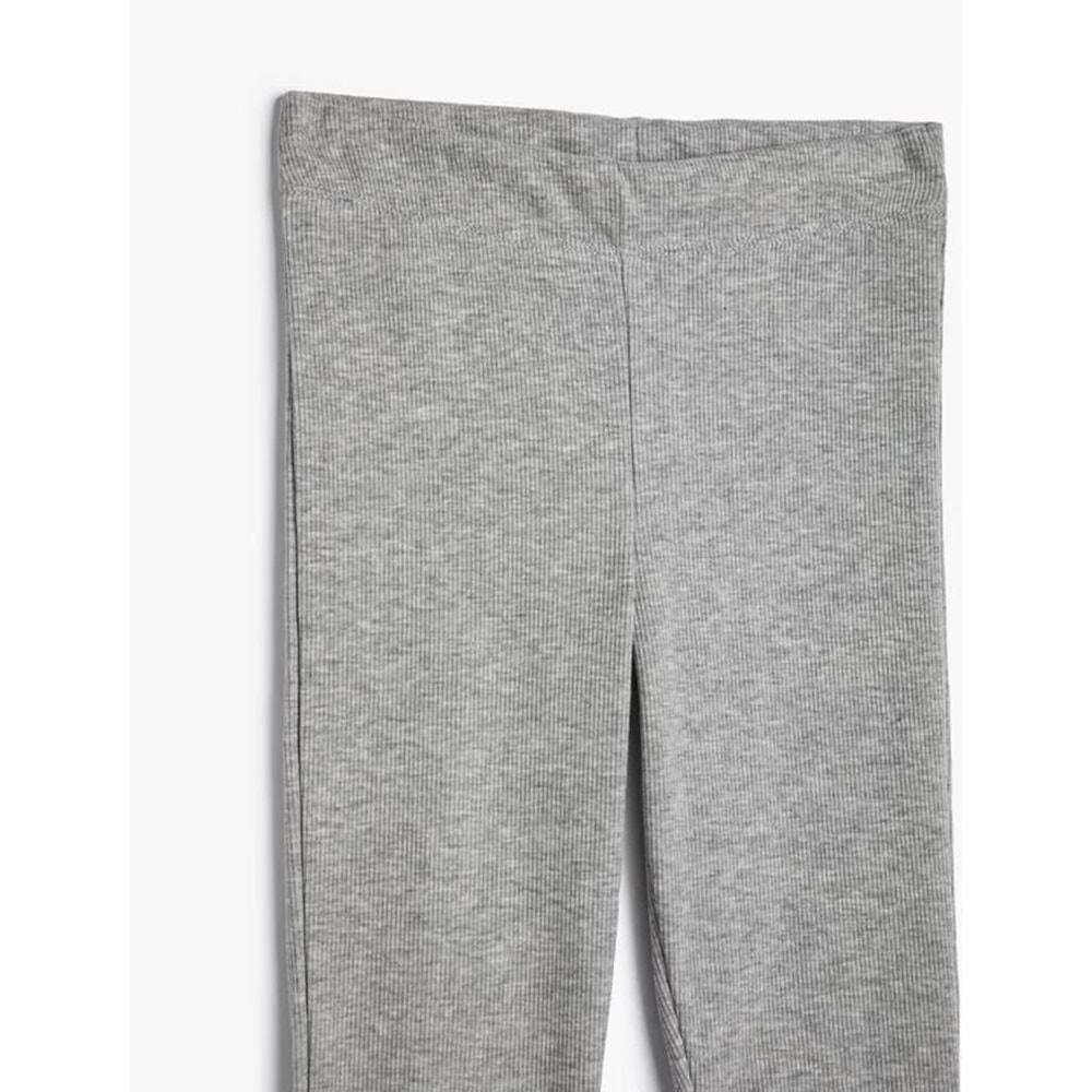 Kız Çocuk Basic Tayt Fitilli Beli Lastikli Pamuk Karışımlı - KOTON - 4WKG40078AK - GRİ - 7-8 YAŞ