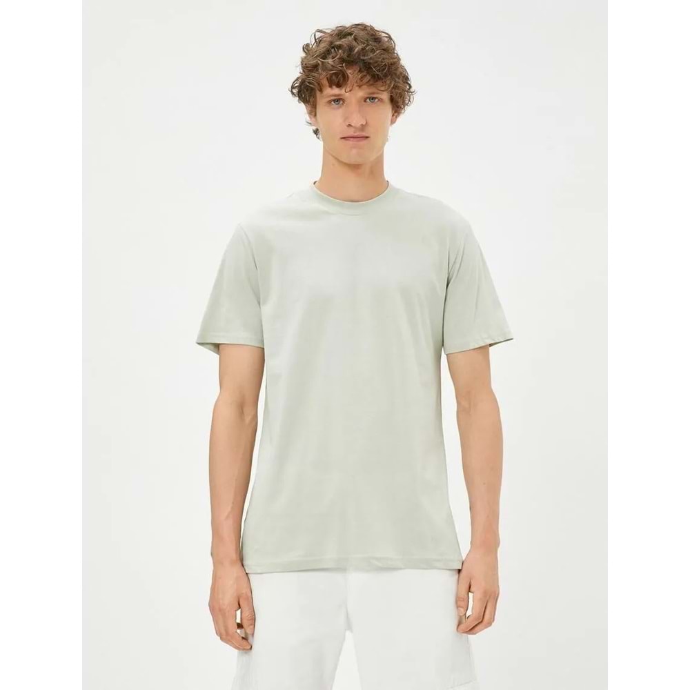 Basic Tişört Slim Fit Bisiklet Yaka Pamuklu - KOTON - YEŞİL - M