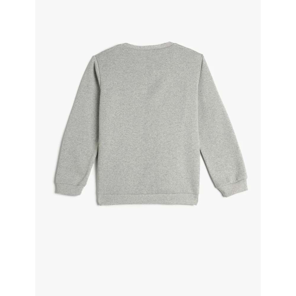 Erkek Çocuk Sweatshirt Bisiklet Yaka Uzun Kollu Baskılı Şardonlu - KOTON - 4WKB10086TK - GRİ - 7-8 YAŞ