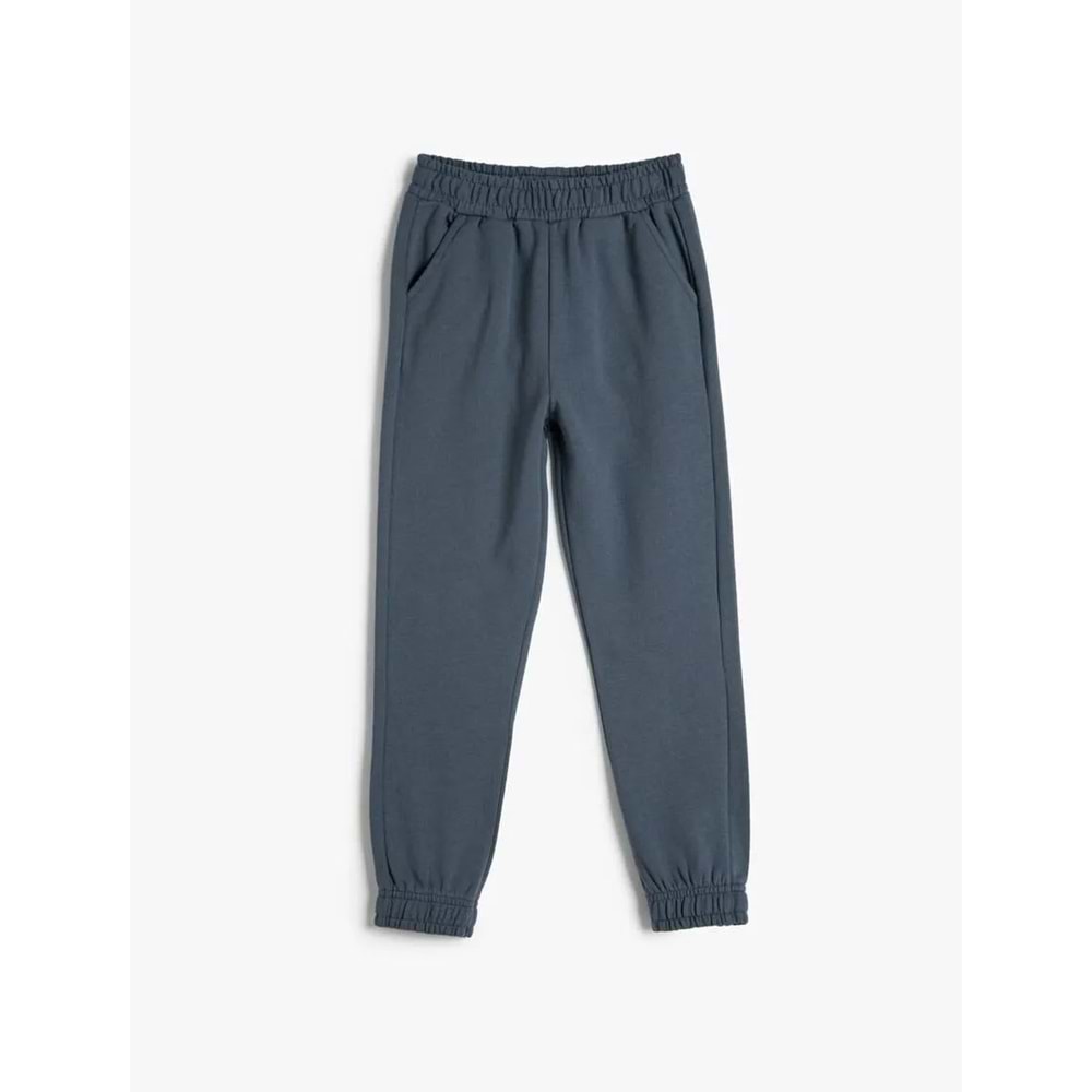 Kız Çocuk Basic Jogger Eşofman Altı Şardonlu Cepli Beli Lastikli Pamuklu - KOTON - 4WKG40151AK - MAVİ - 5-6 YAŞ