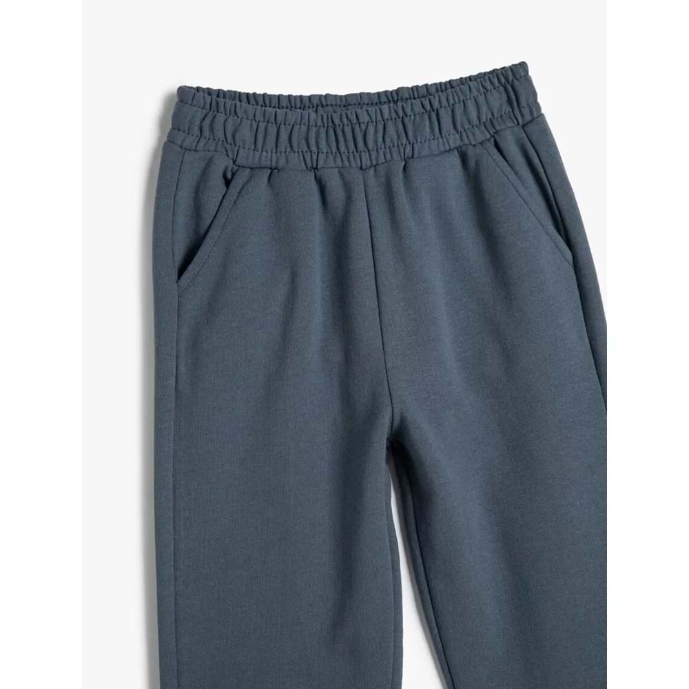 Kız Çocuk Basic Jogger Eşofman Altı Şardonlu Cepli Beli Lastikli Pamuklu - KOTON - 4WKG40151AK - MAVİ - 5-6 YAŞ