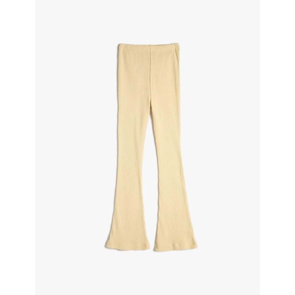 Kız Çocuk Basic Tayt Ribanalı Beli Lastikli Yumuşak Dokulu - KOTON - 4WKG40146AK - BEJ - 11-12 YAŞ
