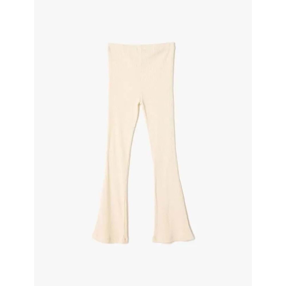 Kız Çocuk İspanyol Paça Pantolon Fitilli Beli Lastikli - KOTON - 4WKG40143AK - BEJ - 11-12 YAŞ