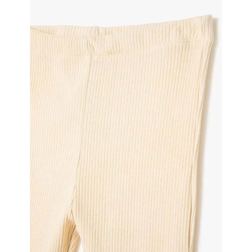 Kız Çocuk İspanyol Paça Pantolon Fitilli Beli Lastikli - KOTON - 4WKG40143AK - BEJ - 11-12 YAŞ