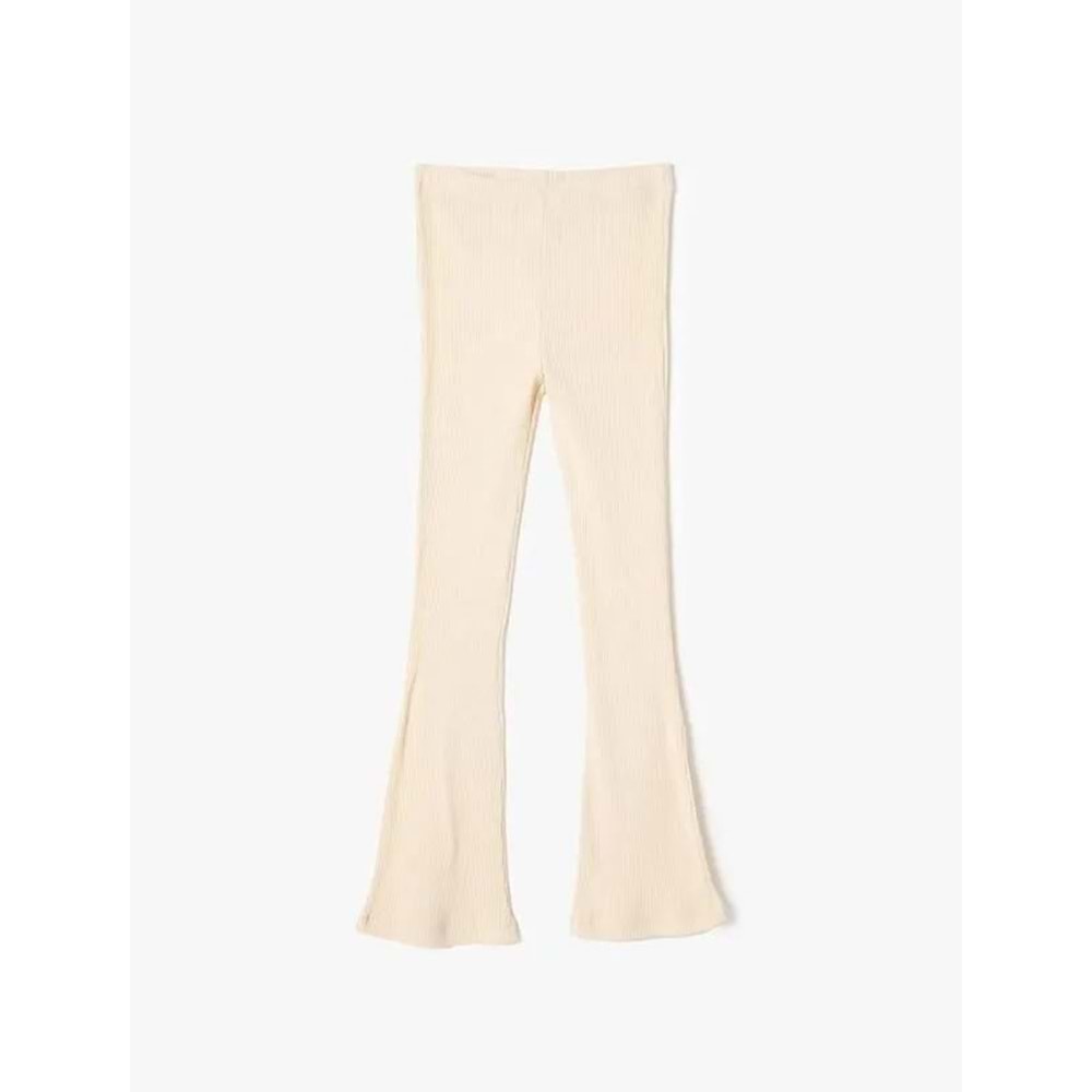 Kız Çocuk İspanyol Paça Pantolon Fitilli Beli Lastikli - KOTON - 4WKG40143AK - BEJ - 11-12 YAŞ