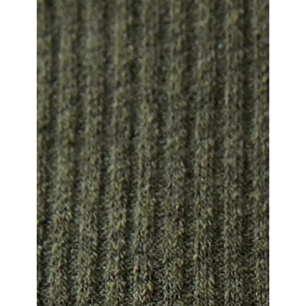 Crop Tişört Uzun Kollu Zincir Kelebek Detaylı Bisiklet Yaka - KOTON - 4WAL10139IK - HAKİ - XL