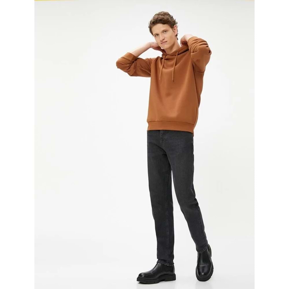 Basic Kapşonlu Sweat Uzun Kollu - KOTON - 4WAM70023MK - KAHVERENGİ - S