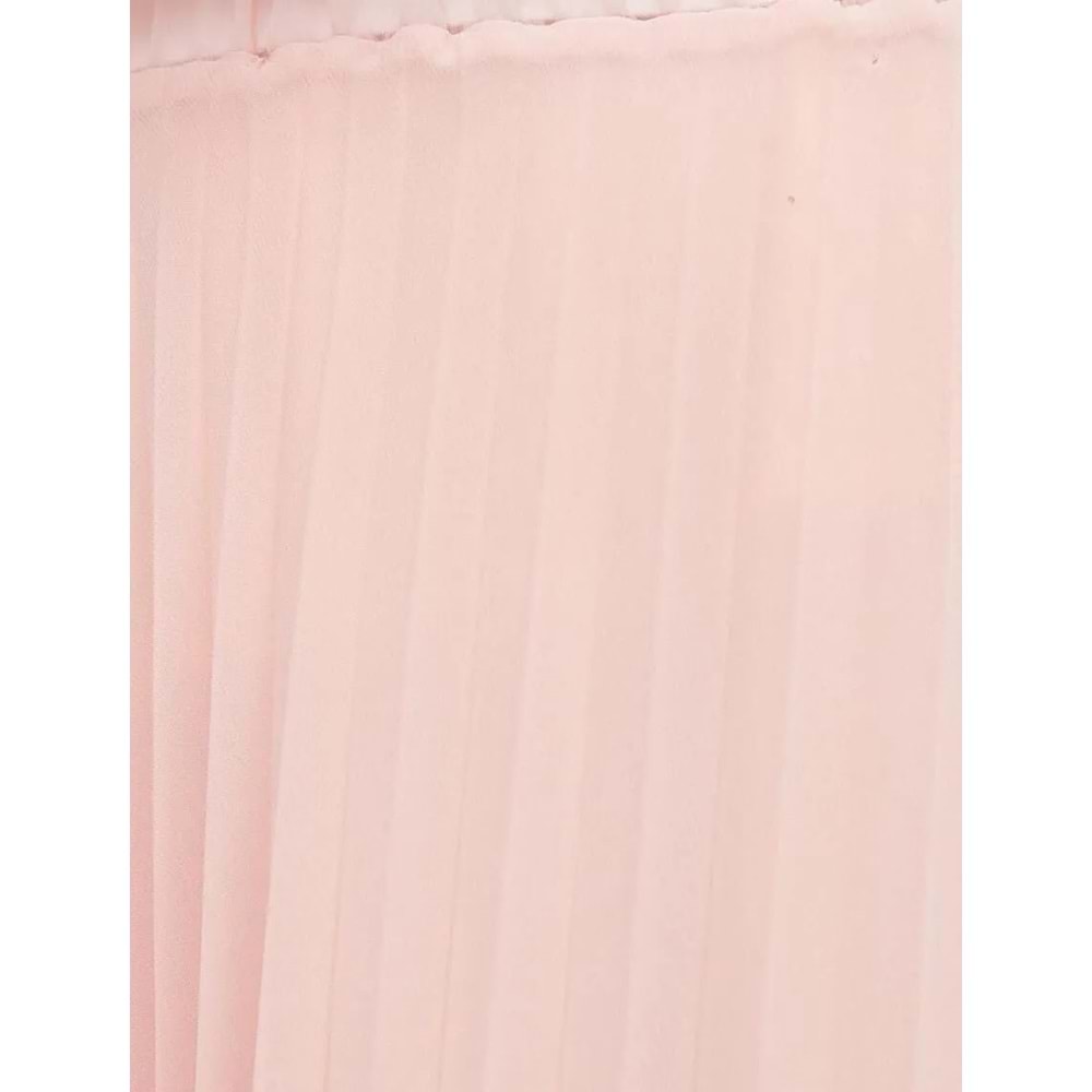 Pileli Midi Etek Şifon Asimetrik Kesim Astarlı - KOTON - 4WAK70151UW - PEMBE - 48