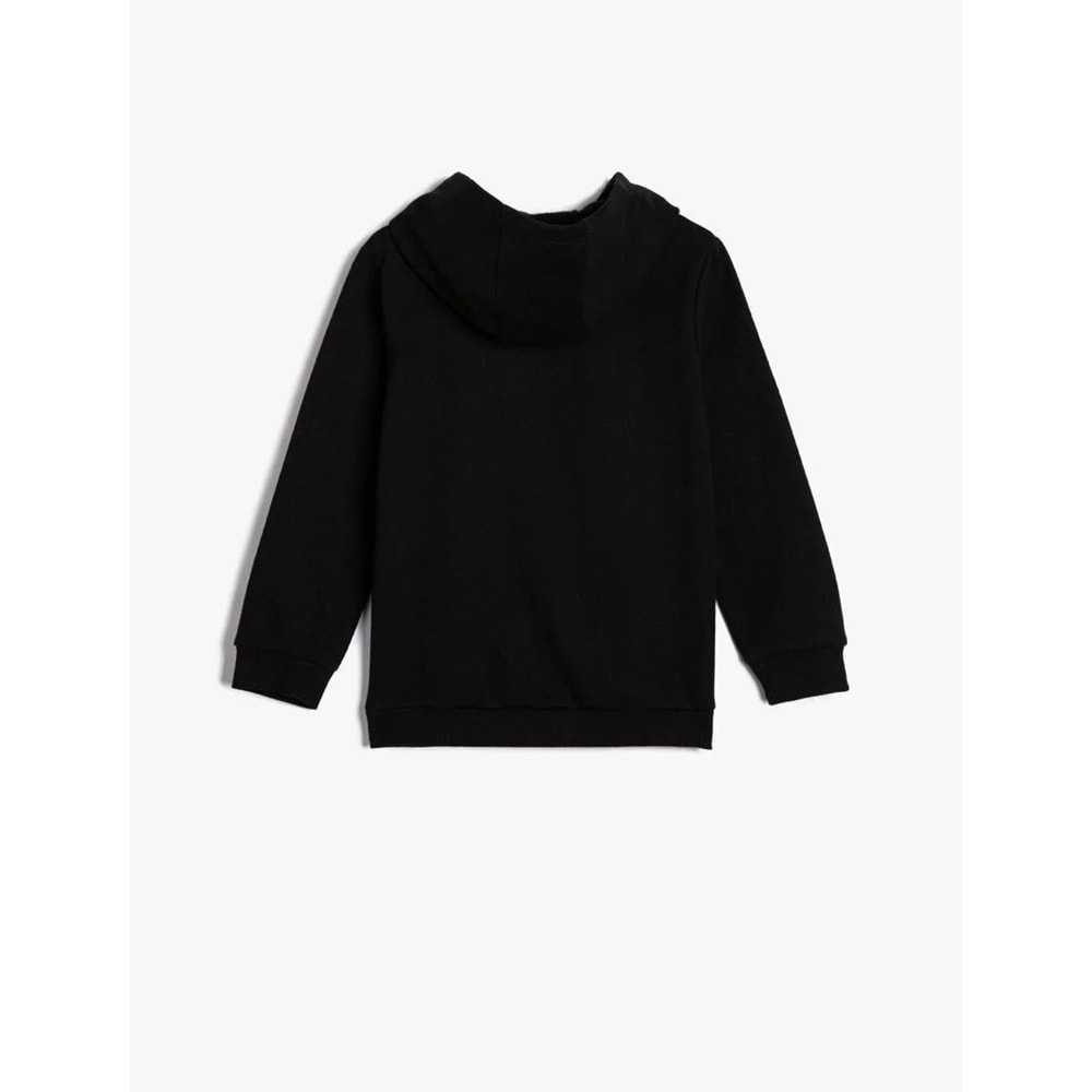 Erkek Çocuk Kapşonlu Sweatshirt Şardonlu Futbol Baskılı - KOTON - 4WKB10090TK - SİYAH - 4-5 YAŞ