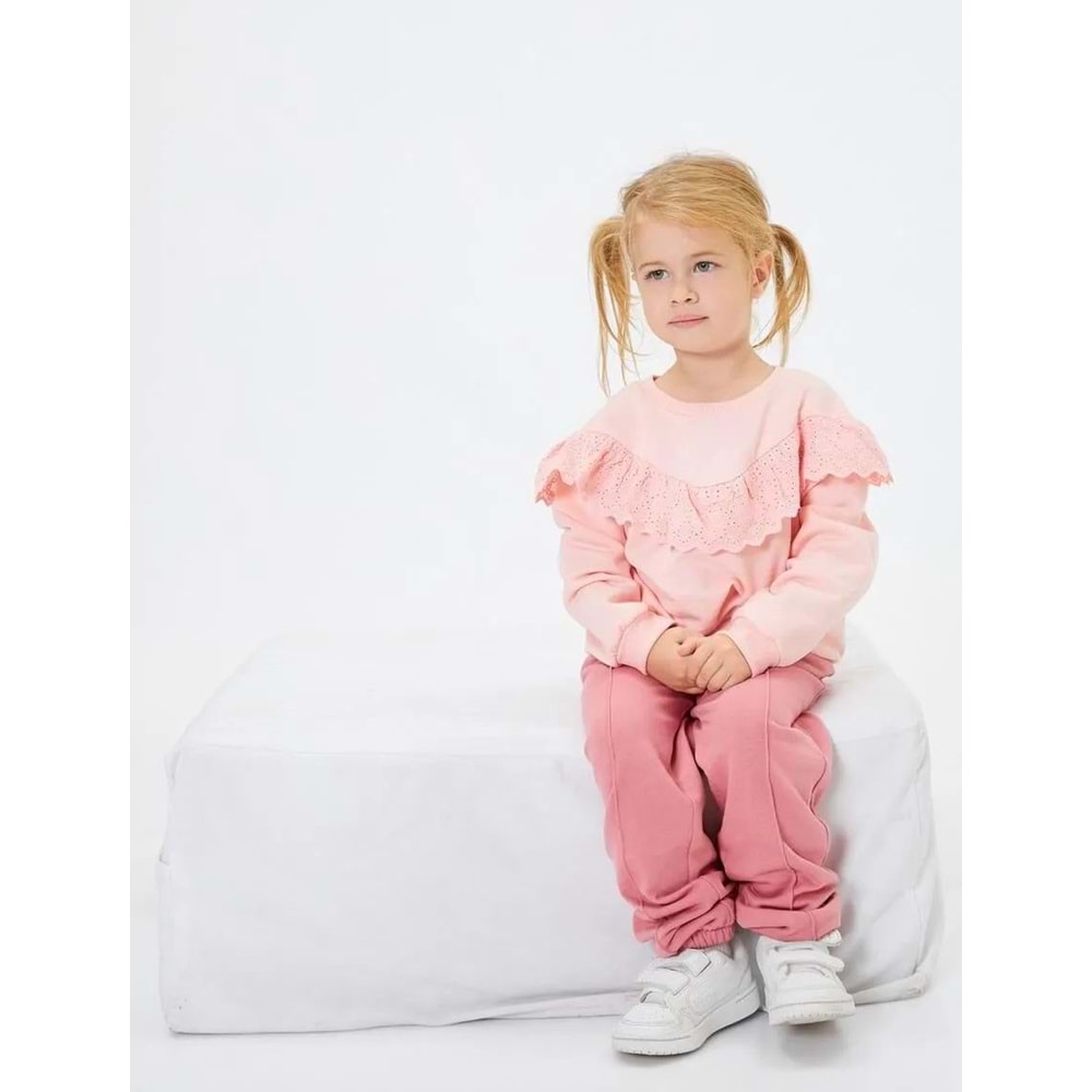 Kız Bebek Jogger Eşofman Altı Basic Nervürlü Cep Detaylı Pamuklu - KOTON - 4WMG40007AK - PEMBE - 24-36 AY