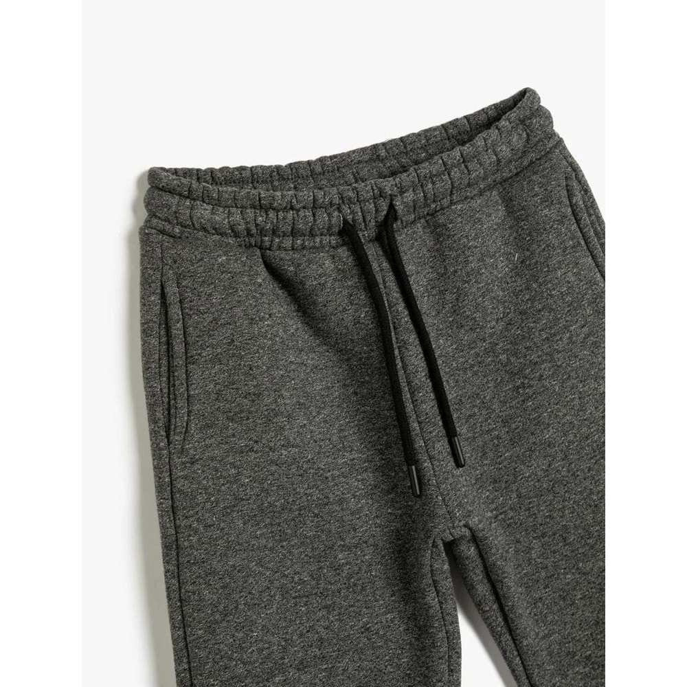 Erkek Çocuk Basic Jogger Eşofman Altı Beli Bağlamalı Cepli Şardonlu - KOTON - 4WKB40036TK - GRİ - 5-6 YAŞ