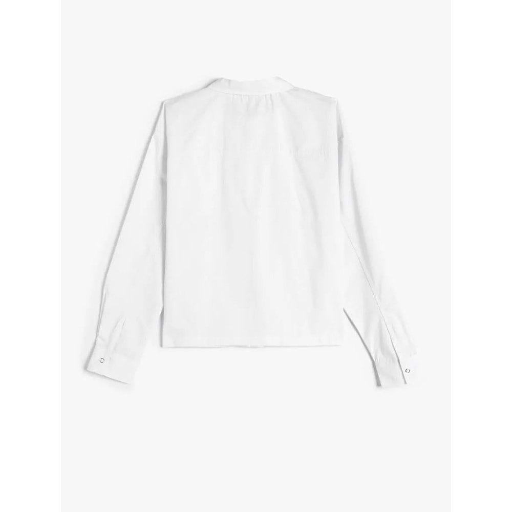 Kız Çocuk Poplin Gömlek Uzun Kollu Cep Detaylı Çıtçıt Kapamalı Pamuklu - KOTON - 4WKG60041AW - BEYAZ - 6-7 YAŞ