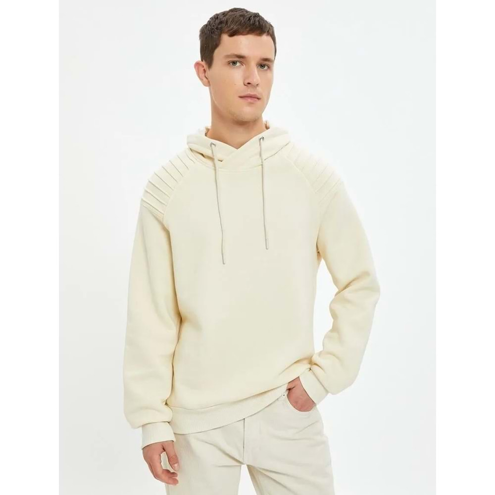 Şal Yaka Basic Sweatshirt Kat Detaylı Uzun Kollu