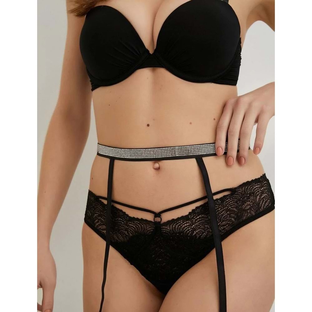 Kadın İç Giyim Jartiyer - KOTON - 4WLK30172MK - SİYAH - L