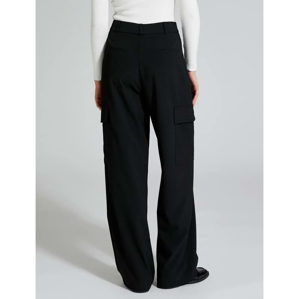 Palazzo Pantolon Kumaş Pile Detaylı Yüksek Bel - KOTON - 4WAK40063PW - SİYAH - 40