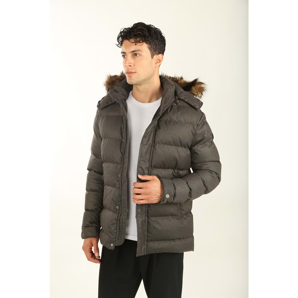 Erkek Giyim Şişme Mont - BRANGO - 80179 - KAHVERENGİ - XXXL