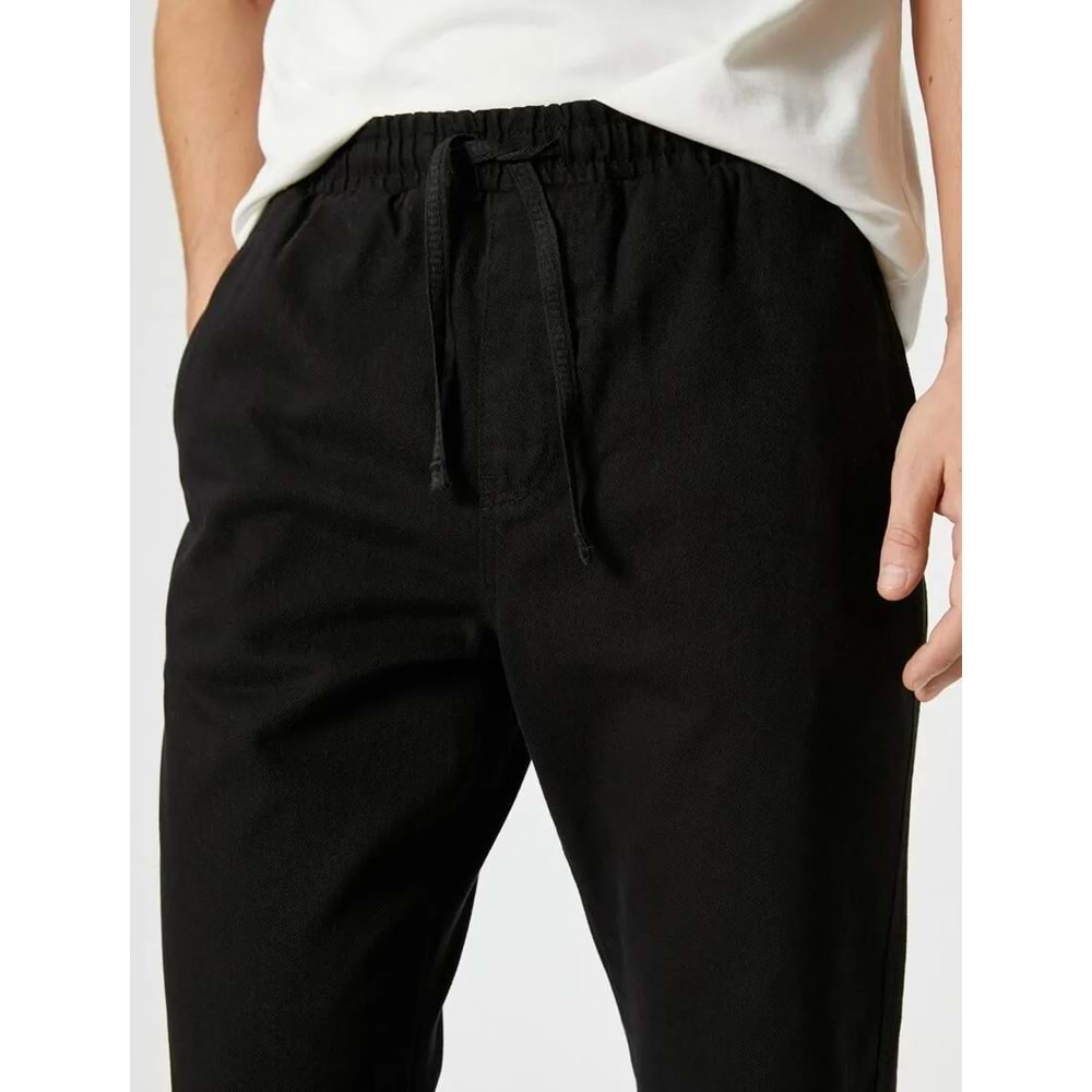 Beli Bağcıklı Pantolon Dokuma Cep Detaylı - KOTON - 4SAM40002HW - SİYAH - 46