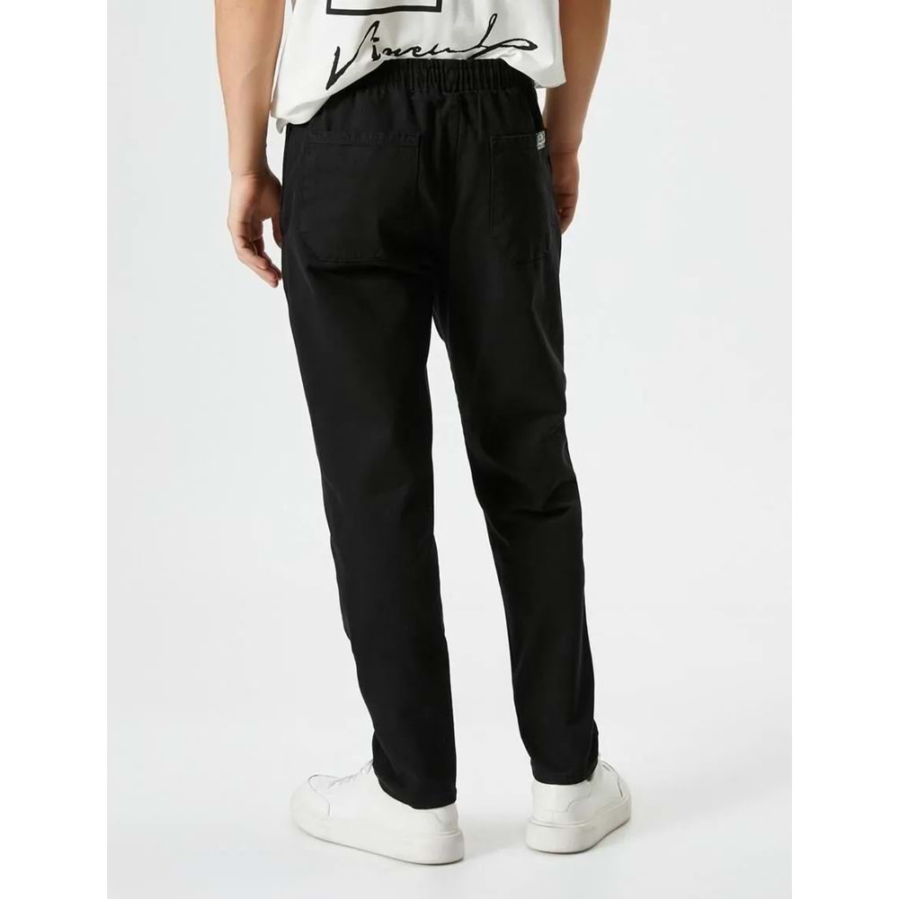 Beli Bağcıklı Pantolon Dokuma Cep Detaylı - KOTON - 4SAM40002HW - SİYAH - 46