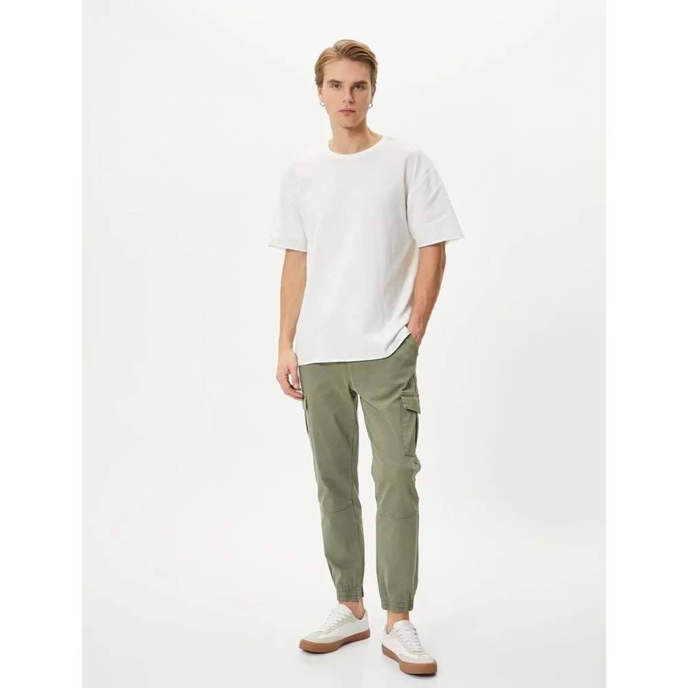 Jogger Pantolon Kargo Cepli Beli Bağcıklı - KOTON - 4SAM40005HW - HAKİ - 40