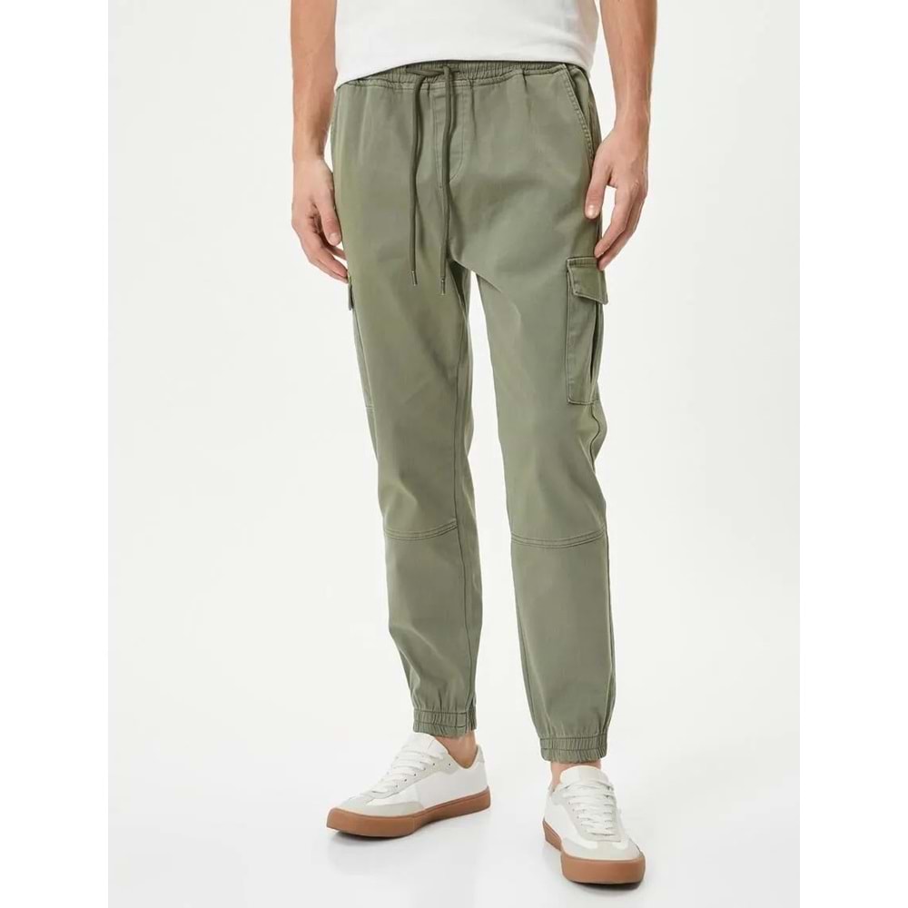 Jogger Pantolon Kargo Cepli Beli Bağcıklı - KOTON - 4SAM40005HW - HAKİ - 40