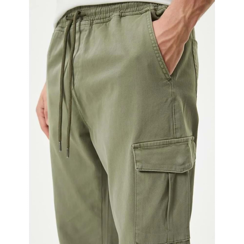 Jogger Pantolon Kargo Cepli Beli Bağcıklı - KOTON - 4SAM40005HW - HAKİ - 40