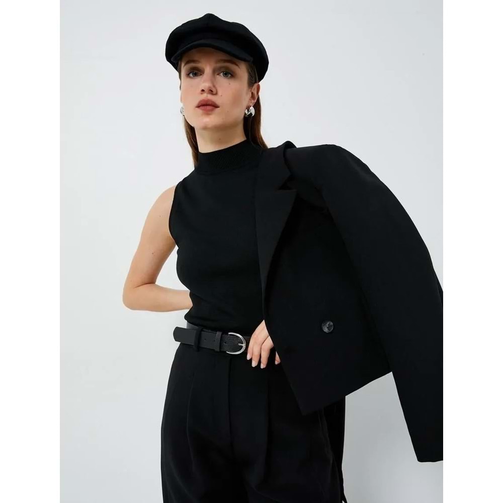 Triko Atlet Yarım Balıkçı Yaka - KOTON - 4WAK30014HT - SİYAH - S
