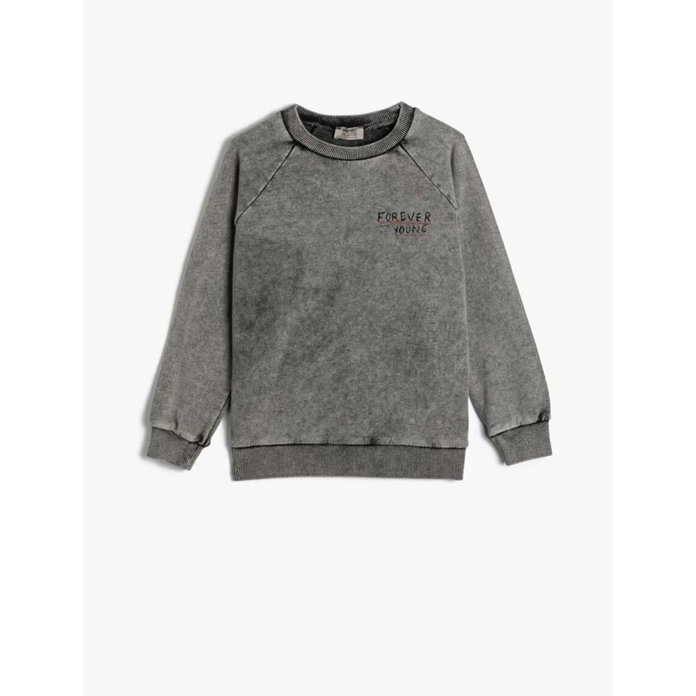 Erkek Çocuk Sweatshirt Uzun Kollu Bisiklet Yaka Slogan Baskılı Pamuklu - KOTON - 4SKB10277TK - ANTRASİT - 4-5 YAŞ