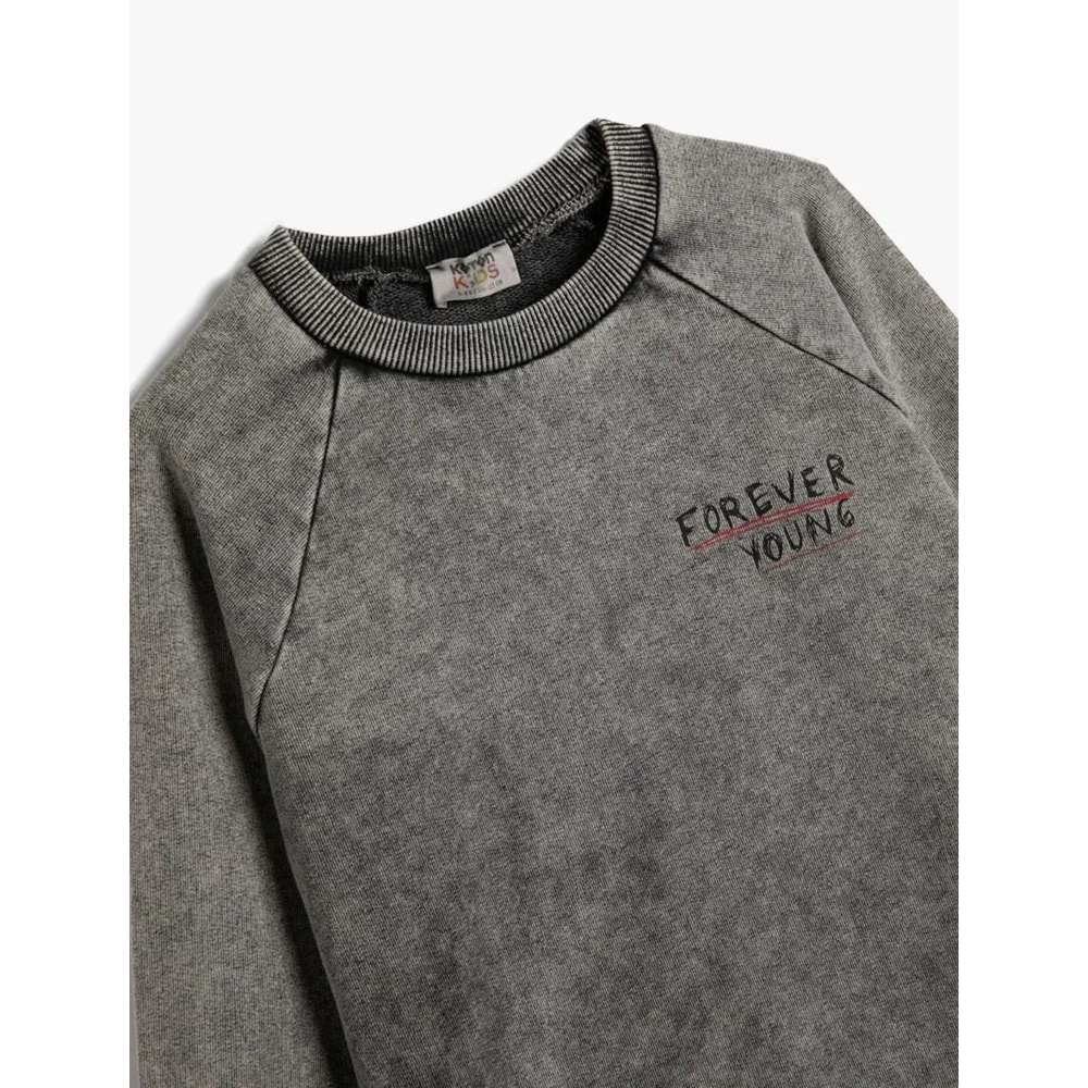 Erkek Çocuk Sweatshirt Uzun Kollu Bisiklet Yaka Slogan Baskılı Pamuklu - KOTON - 4SKB10277TK - ANTRASİT - 4-5 YAŞ