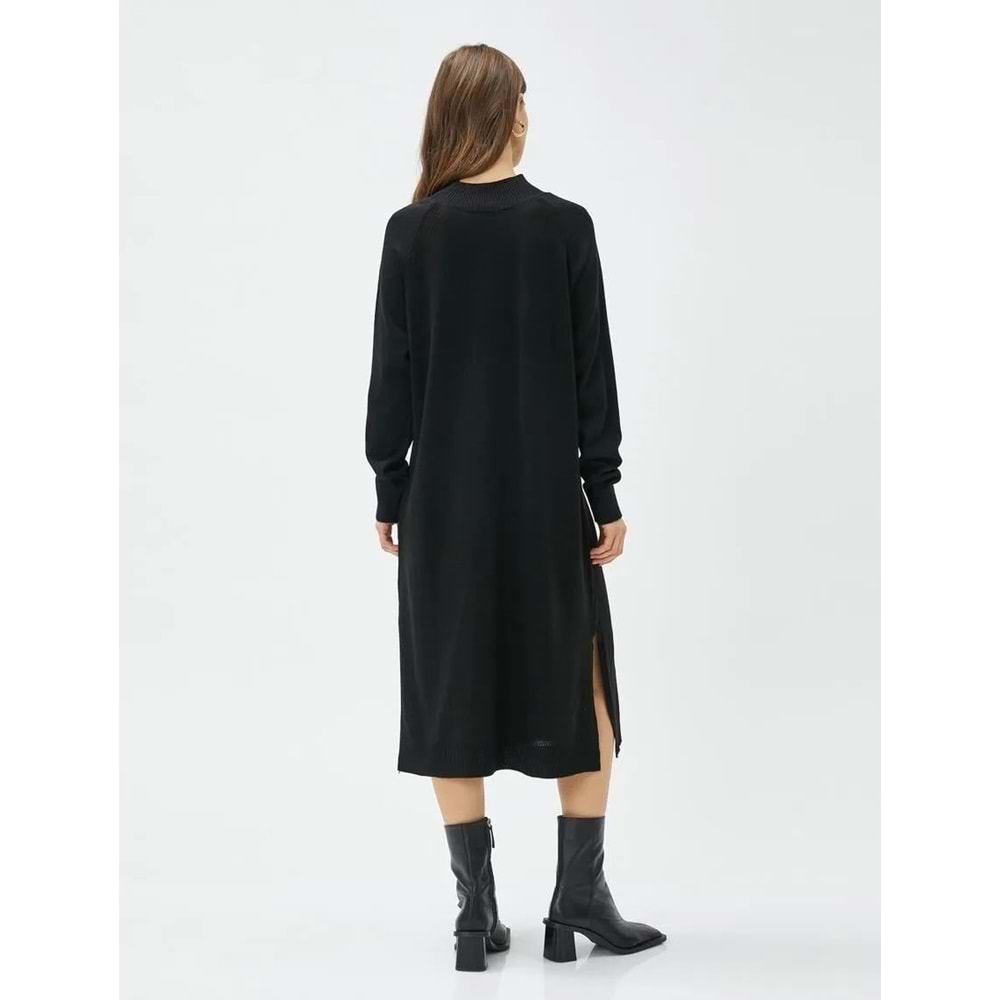 Midi Triko Elbise Dik Yaka - KOTON - 4WAK80001HT - SİYAH - M