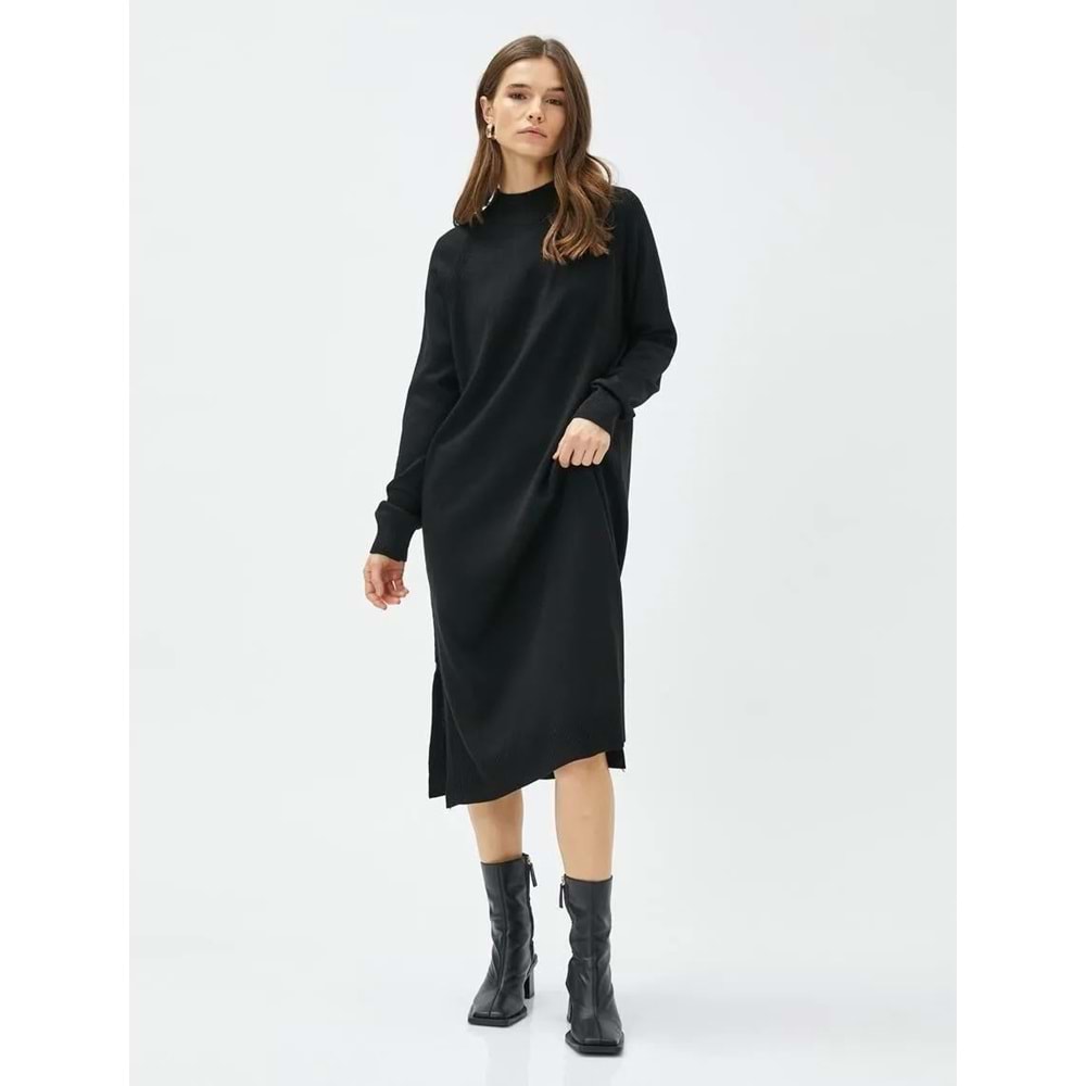 Midi Triko Elbise Dik Yaka - KOTON - 4WAK80001HT - SİYAH - M