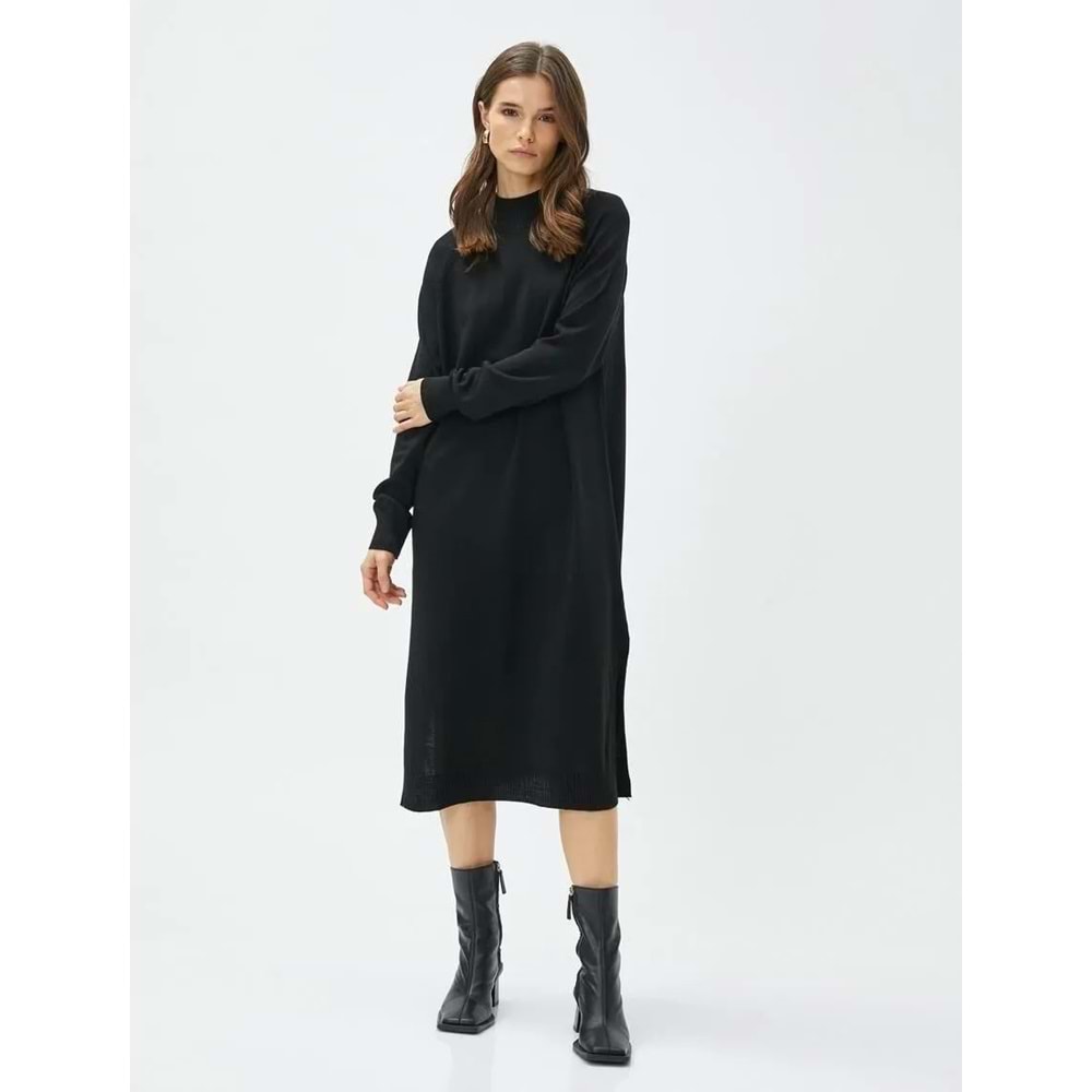Midi Triko Elbise Dik Yaka - KOTON - 4WAK80001HT - SİYAH - M