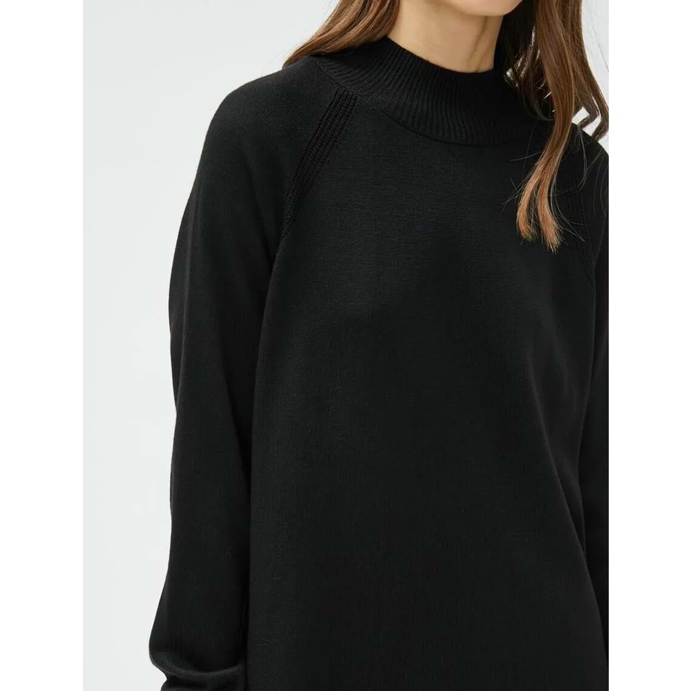 Midi Triko Elbise Dik Yaka - KOTON - 4WAK80001HT - SİYAH - M