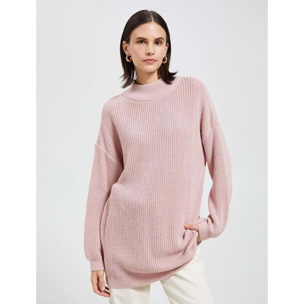 Oversize Yarım Balıkçı Yaka Kazak - KOTON - 4WAK90018HT - PUDRA - XS